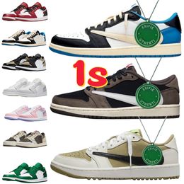 Jumpman 1 Low Basket 1s Lows I Scarpe da ginnastica Reverse Mocha Olive Nero Phantom Bred Toe Panda UNC Wolf Grigio True Blue Uomo Donna Sport all'aria aperta