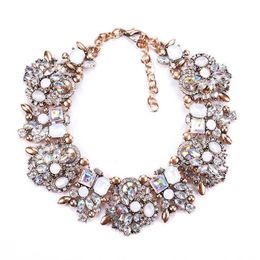 Charm Rhinestone Flowers Necklaces For Women Fashion Crystal Jewellery Choker Statement Bib Collar Necklace 20203314