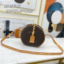 Top quality bag round leather handbag wallet original handbag decorative canvas hat box famous designer shoulder bag cross messeng253D