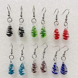 6 Pairs Mix Colors Blue Drop Shapes Pendant Earrings Colored Murano Glass Lampwork Jewelry For WomenYellow Cheap Items