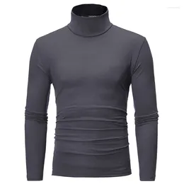 Men's Suits A2594 Autumn Winter Thermal Long Sleeve Roll Turtleneck T-Shirt Solid Colour Tops Male Slim Basic Stretch Tee Top T-shirts