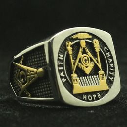 Stainless Steel Cool Hope masons Ring Est Cluster Rings2863