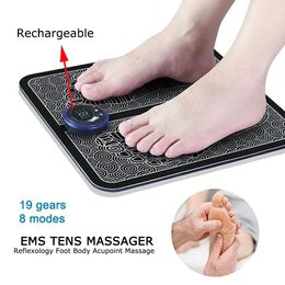 Foot Massager EMS Foot Massager Pad Reflexology Foot Acupoint Massage Muscle Stimulation Improve Blood Circulation Relief Pain USB Rechargeabl 231205