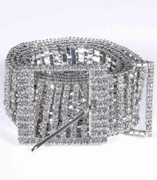 Hitie High Quality Rhinestones Belt for Women Female Luxury Silver Crystal Diamond Waist Chain Wedding Belt Pin Metal Buckle Q0624388699