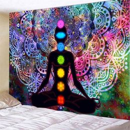 Tapestries Spiritual Background Divider Hanging Blanket Gift Seven Chakra Mandala Printed Wall Tapestry Home Decor Yoga Meditation264t