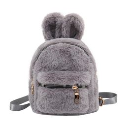 Children School Bag Plush Faux Fur Mini Rabbit Ears Kids Backpacks Girls Children School Kindergarten Shoulder Mini Backpacks 2110313S