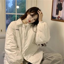 Women's Trench Coats Winter Warm Women White Parkas Single Breasted Thicken Thickening Korean Jacket Coat Simple Fashion All Match Students