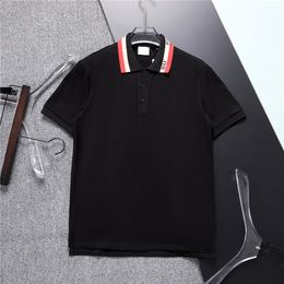 New designer Mens T-Shirts fashion casual high-grade 100% cotton breathable wrinkle resistant slim commercial clothing street lapel short sleeve clothes M-3XL CLUQ