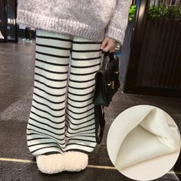 Trousers Girls Wool Underwear Autumn And Winter 2023 Children Casual Pants Baby Plus Fleece Knitted Wide-leg Girl Pant