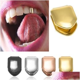 Grillz Dental Grills Cool Rock Hip Hop Single Tooth Grillz Cap Gold Plated Teeth Caps Cosplay Body Jewellery Party Gifts Drop Delivery Dhjfk