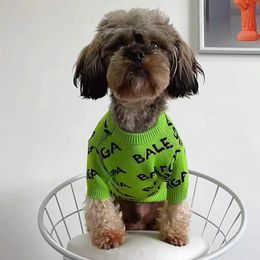 Dog Apparel Dog Pet Clothing Letter Knitted Sweater Dog Clothing Cat Small Fashion Autumn Winter Green Boys and Girls Yorkshire Accessories 231206