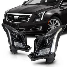 For 13-17 Cadillac XTS BLACK LED Neon Tube Halo DRL D3S Projector Headlight Lamp