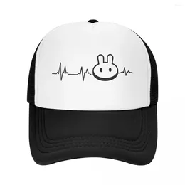 Ball Caps To The Moon Heartbeat Trucker Hats PancakeSwap Cake Crypto Miners Mesh Net Baseball Cap For Male Female Kpop Snapback