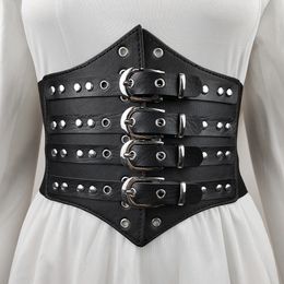 Stage Wear Stage Accessories Women's Runway Fashion PU Leather Elastic Cummerbunds Female Dress Corsets Waistband Belts Decoration Wide Belt