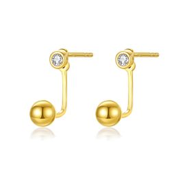 New Fashion Plated 18k Gold Small Ball Stud Earrings Jewellery European Women 3A Zircon s925 Silver Earrings for Women Wedding Party Valentine's Day Christmas Gift SPC