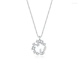 Chains S925 Sterling Silver Lucky Flower Ring Necklace For Female Xia Light Luxury Design Sense Collar Chain Girlfriend