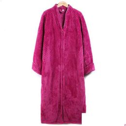 Sleep Lounge Women Girls Winter Flannel Pyjamas Long Bath Robe Zipper Nightdress Warm Dressing Gown Home Clothes R231013 Drop Delivery Dhjwp