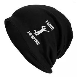 Berets Mens Volleyball Beanie Hats I Like To Spike Cute Caps Men Women Unisex Hippie Knit Hat Autumn Thermal Elastic