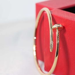 Designer Bracelet Luxury Womens Nail Customized Thin Version of the BanglesClassic Style Diamond Set Copper Women's Adjustable Opening thin nail bracelet