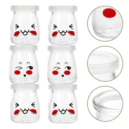 Storage Bottles 6 Pcs Bottle 100ML Glass Packing Mini Jam Jars Food Yoghourt Pudding