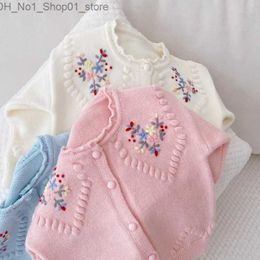 Cardigan Baby Girl Clothes Sweater Embroidery Flower Girls Cardigan Autumn Kids Sweater Jacket QZ273 Q231206