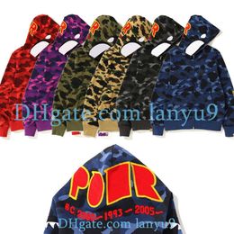 Mens Hoodies Camouflage design red yellow blue splicing fleece sweater Plus size zipper sweater Lovers Sweatshirts Designer Fashion Hoodie Jacket streetwear b47