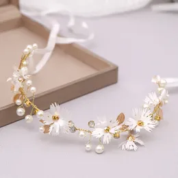 Hair Clips Wedding Pearl Flower Leaf Headband Hairband Crown For Women Girl Party Bridal Accessories Jewellery Ornament Band
