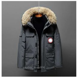 Down Jacket Women's And Men's Medium Length Winter New Canadian Style Overcame Lovers' Working Clothes Thick Goose Down Jacket Men 803