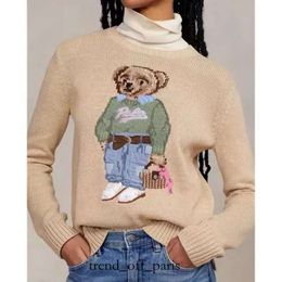 Polos Knitted Sweaters Women Sweater Cartoon Rl Bear Women Winter Clothing Fashion Long Sleeve Knitted Pullover Cotton Wool RL Soft 163 312