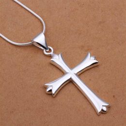 Whole- 925 Silver Necklace Fashion Sterling Silver Jewelry Cross Necklace SMTN290248P