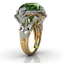 HOYON 14K Yellow Gold color Emerald Gemstone Ring for Women Fine Anillos De Anel Bijoux Femme Jewellery Bizuteria Jade 220803299a