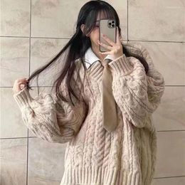 Women's Sweaters Style Lazy V-neck Fried Dough Twists Grey Sweater Loose Korean Version External Knitwear Pleated Skirt Shirt Two-piece