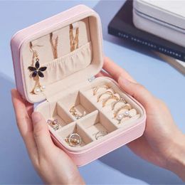 Jewelry Pouches PU Leather Box Organizer Women Storage Case Makeup Container Wholesale Wedding Guests Mom Gifts Accessories Supplies