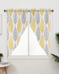 Curtain Yellow Grey Leaf Texture Curtains For Bedroom Window Living Room Triangular Blinds Drapes