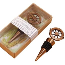 Retro Compass Bottle Stopper Alloy Round Champagne Sealing Wine Stopper Wine Cork Wedding Guest Gifts