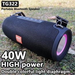 Cell Phone Speakers 40W high-power TG322 LED caixa de som Bluetooth speaker waterproof portable column suitable for computer speakers subwoofer music center 231206