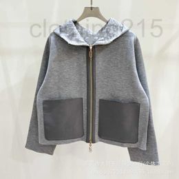 Women's Jackets Designer 2023 Autumn/Winter Letter Double sided Wool Cashmere Blended Leather Pocket Hooded Knitted Cardigan Loose Women's Coat