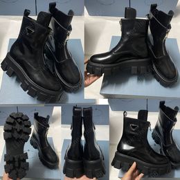 Popular autumn winter ladies boots are classic simple and generous side is decorated with the brands iconic triangle logo fashion show boots a well known brand