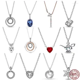 Pendants 2023 925 Sterling Silver Classic Round Heart Teapot Snowflake Pendant Necklace Fit Original Beads DIY Women Jewellery