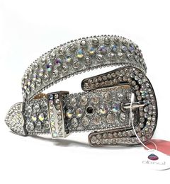 2021designerLuxury PU Leather Men Jean Belt Studded Diamond Crystal Western Cowgirl Rhinestone Designer Belts Famous Brand4247078