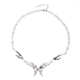 Chains Fashion Trend Light Luxury Niche Sense Collarbone Chain Temperament Simple Cold Wind Pink Zircon Inlaid Pearls Necklace