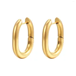 Hoop Earrings Style Simple Titanium Steel 14K Gold Plated Stainless Earring Clip Women's Jewelry