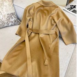 Luxury Coat Maxmaras 101801 Pure Wool Coat Labbro Double sided Cashmere Water Ripple Camel Coat Autumn and Winter Female Star Premium Long Woolen CoatI6TAC8N7