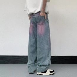 Purple gradient jeans Men's summer thin 2023 new fashion American High street loose straight tube dopamine pants 47