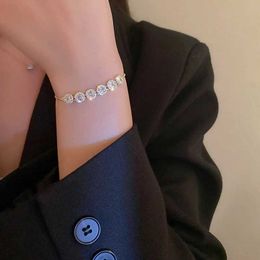 Chain Luxurious Sparkling Adjustable Zircon Bracelets For Women New Gold Plated High Quality Bracelet Wedding Jewelry Birthday Gift