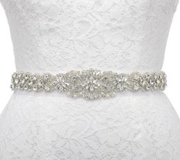 Belts Flower Design Crystal Rhinestone Applique Iron On Ribbon Bridal Belt Evening Dress Wedding SashBelts2953428