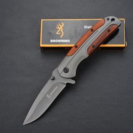 Browning DA43 Folding Knife 3Cr13 Titanium Tool Fast Tactical Knives Pocket Camping Survival Hunting Open Rosewood Handle Blade K Mhkwr