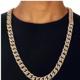 Hip Hop Men Quavo Gold PT Iced Out 15mm 20 Miami Cuban Choker Chain Necklace206a