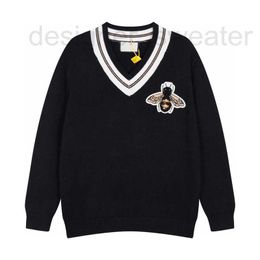 Women's Sweaters Designer College style chest small bee embroidered top V-neck sweater men's and women's loose knit sweater BV1M
