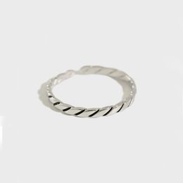 100% Genuine 925 Sterling Silver Open Rings for Women Couples Accessories INS Fashion Vintage Twist Design Geometric Thai Silver Jewelry Dropshipping YMR085